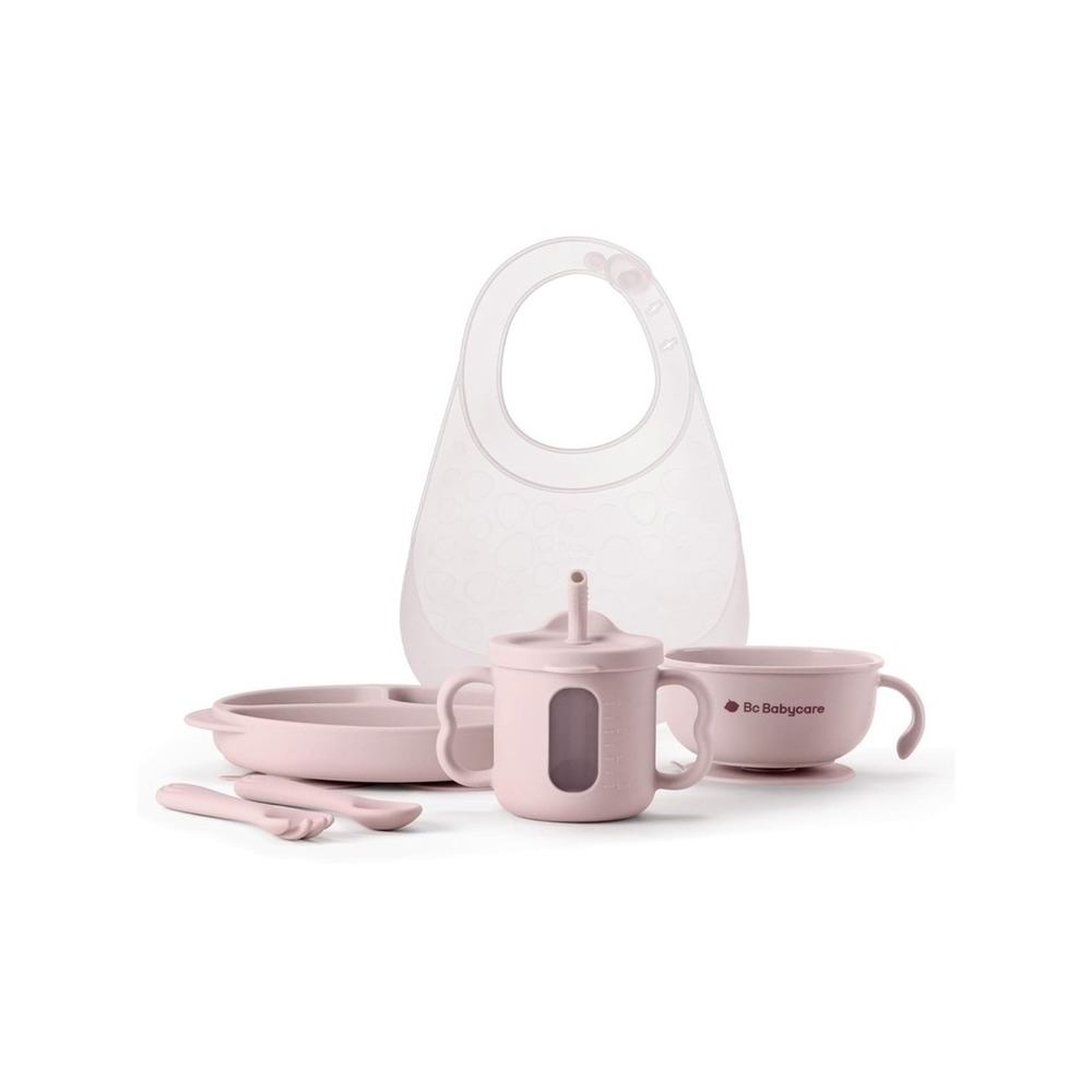 Bc Babycare Feeding Set Unisex One Size Pink Little Savor Silicone 5pc BPA Free